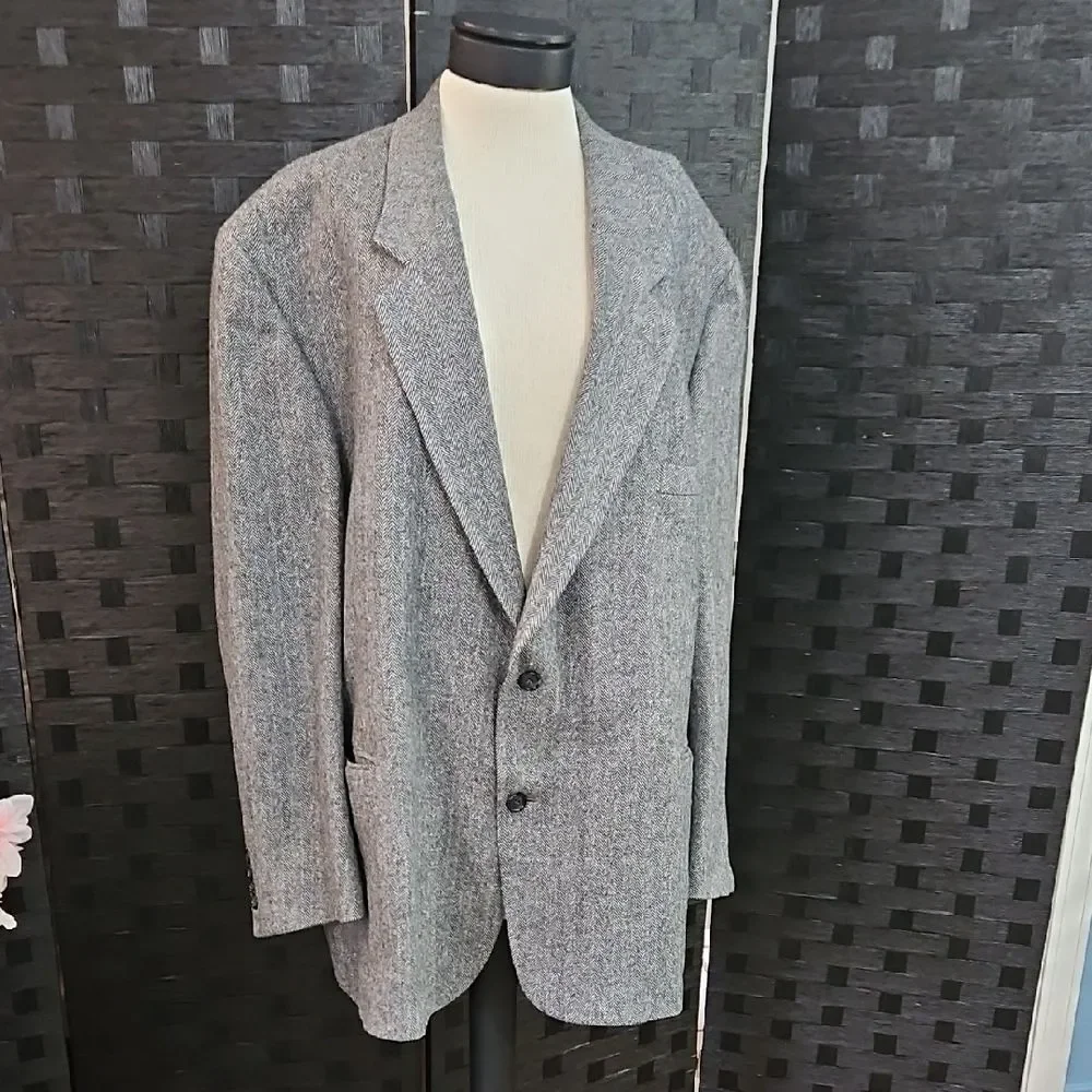 Gianfranco Ruffini Men's Camel Hair Gray Herringbone Blazer 52R